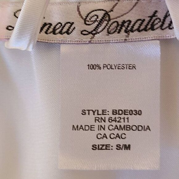 Linea Donatella Women's Satin Robe Embroidered "The Bride" Belted White S/M - Picture 7 of 14